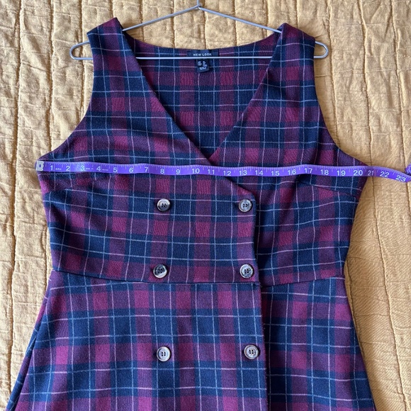 Double-Breasted Plaid Pinafore Dress by New Look - Picture 5 of 7